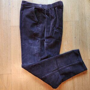 Denim & Co Wide Wale Corduroy Pants XLarge Elastic Waist Pull On Comfort Brown